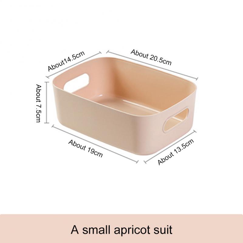 Storage Basket With Handle Cosmetic Storage Box Desktop Sundries Plastic Organizer Household Makeup Kitchen Storage Container: Apricot S