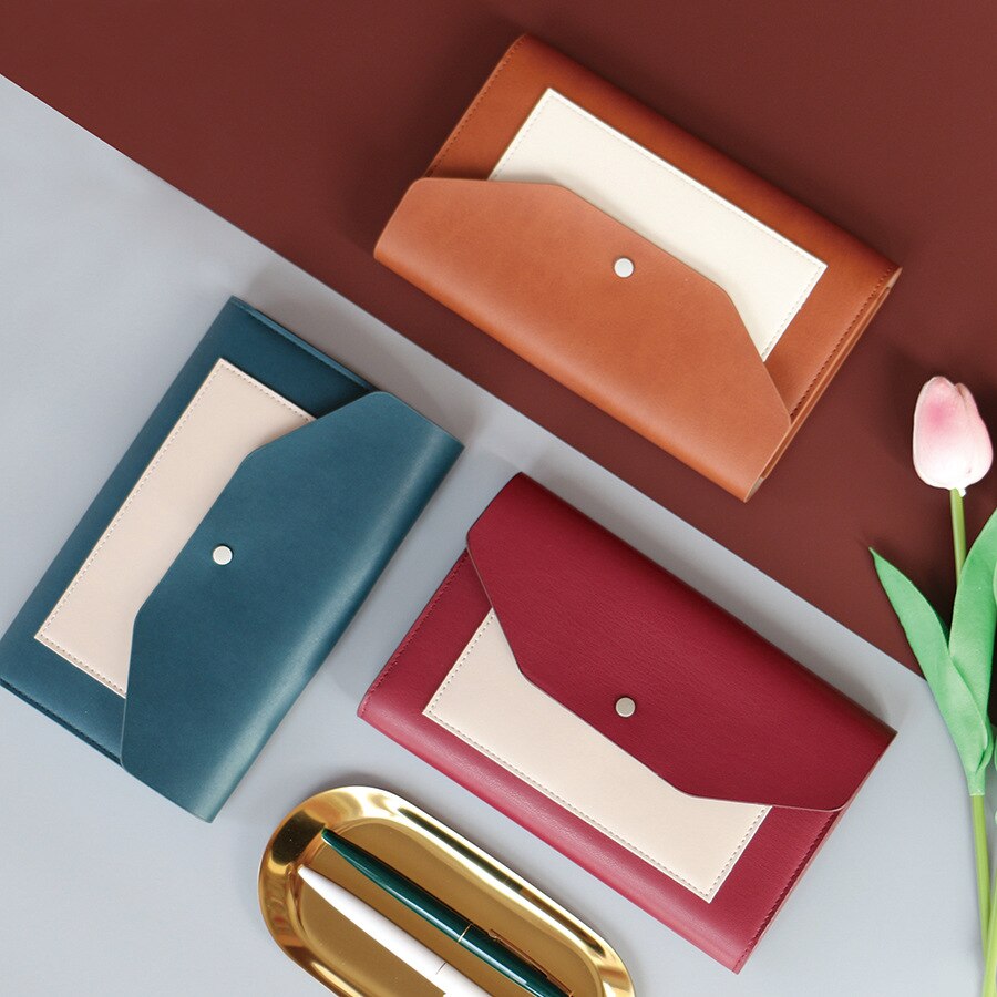 Business notebook cover A6 PU notebook weekly planning time management schedule notebook leather bill paper storage bag