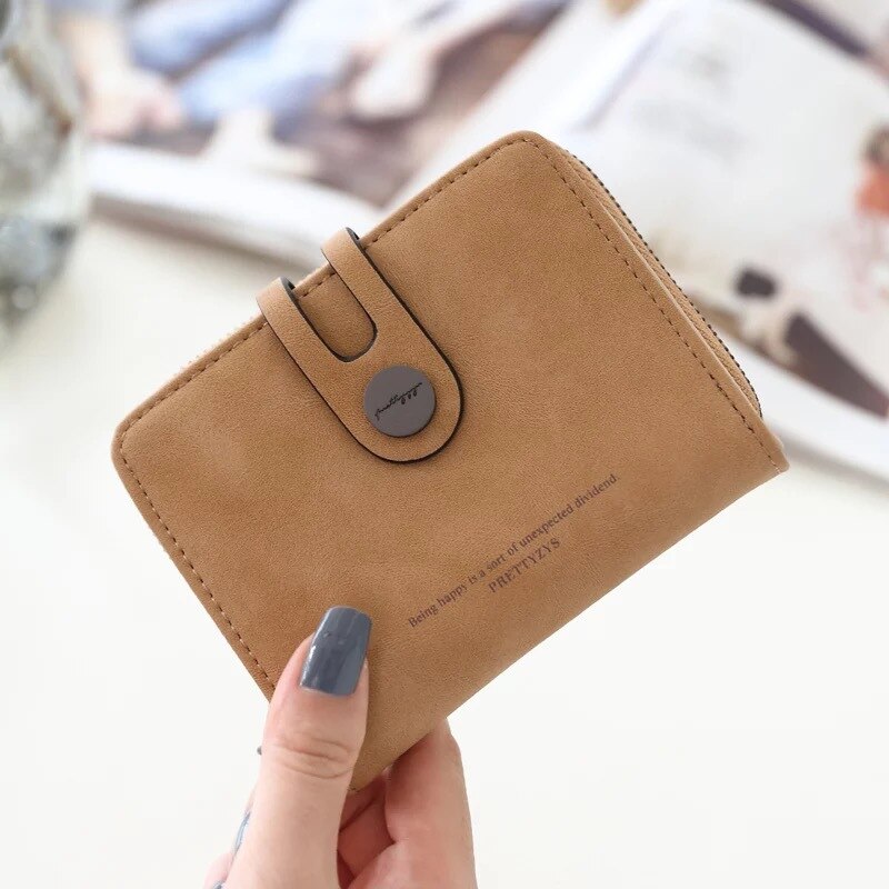 Women PU Leather Wallets Female Long Purses Card Holders 5.5 inch Phone Purse Big Capacity Strap Clutch: Brown Short