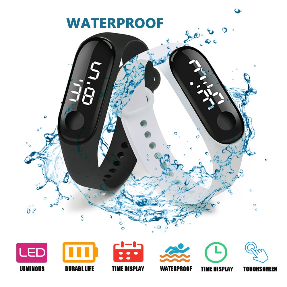 Top sport vandtæt herreur led digital ur kvinder børn fitness armbåndsur touch screen silikone rem ur til børn