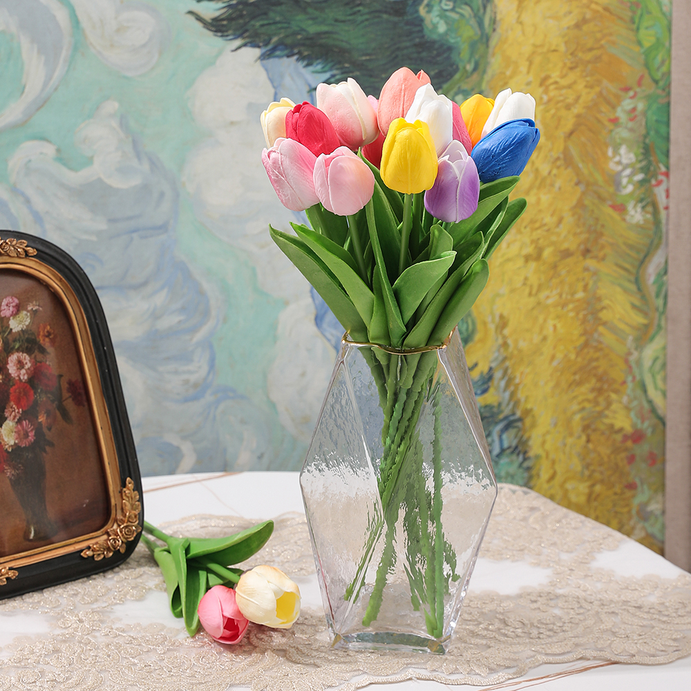 5/10 pçs tulipa flores artificial buquê de tulipa pe espuma flor falsa para cerimônia de casamento decoração casa jardim buquê decoração