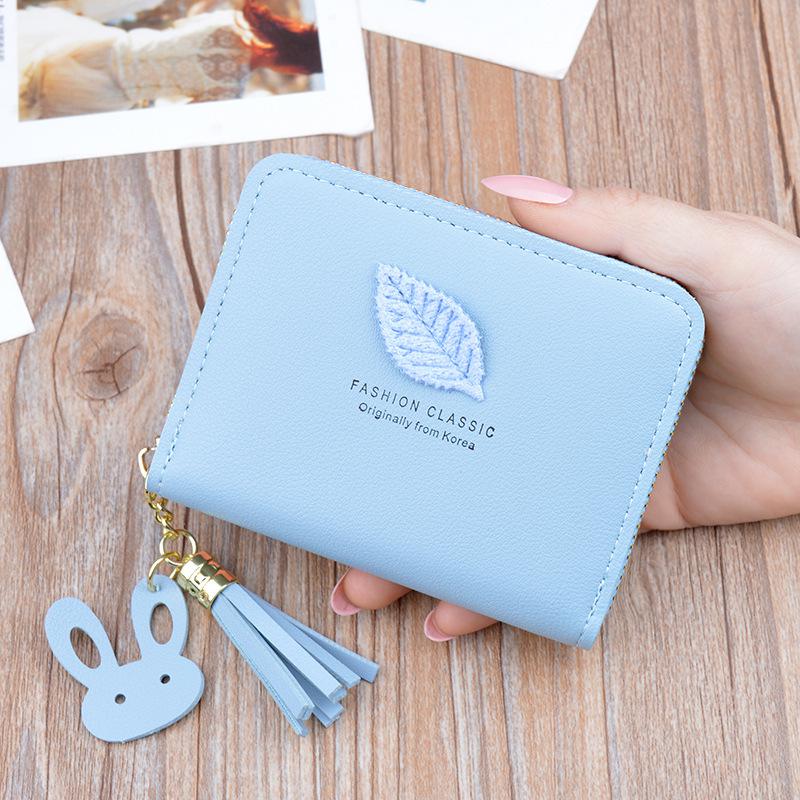 SUQI petit portefeuille dames court fermeture éclair feuille Walllet coréen école étudiant fille Mini porte-monnaie porte-carte walet pour les femmes: SkyBlue