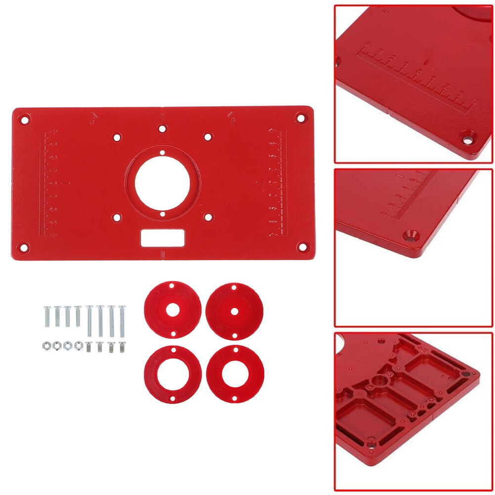 Aluminum Router Table Insert Plate Set Insert Screws for Woodworking Benches 235x120x8mm Router Table Insert Plate w/ 4 Rings