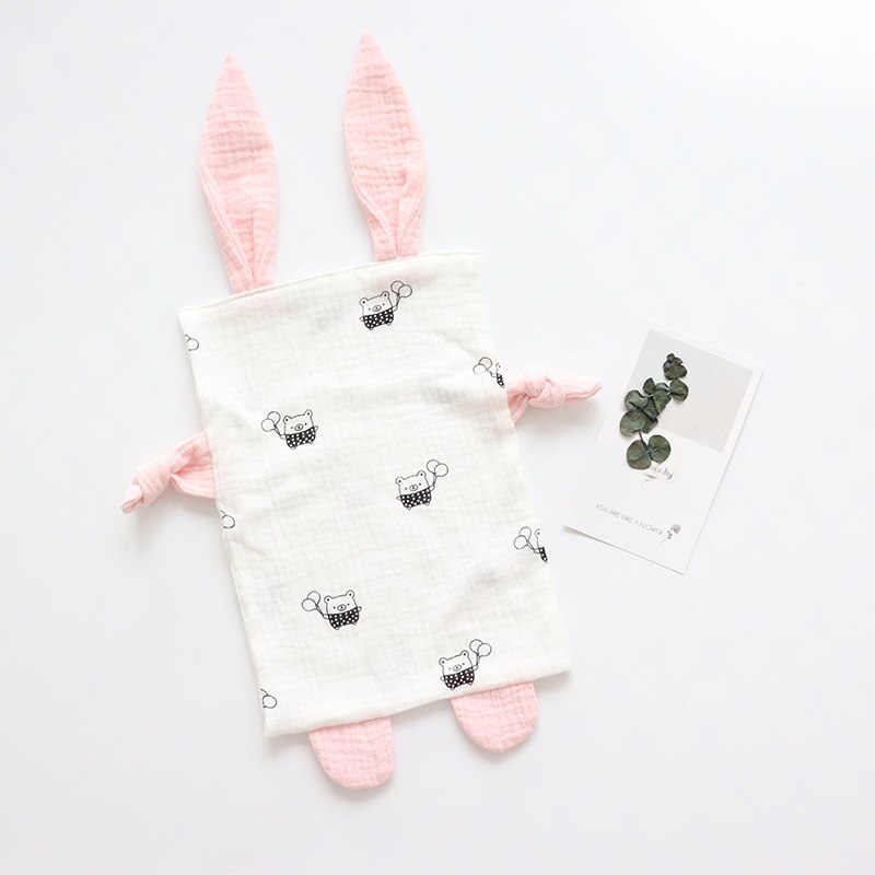 Toalha infantil de algodão orgânico para bebês, cobertor de segurança para recém-nascidos, macio e musselina, brinquedo infantil de dormir, confortável, acalmar, pano: Balloon Bear