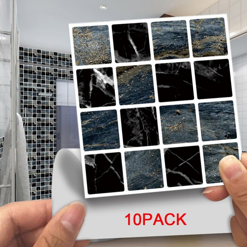 Azulejo adhesivo 3D de tres dimensiones con de mosaico autoadhesivo para pared azulejo de simulación anticolisión para cocina/baño: A5