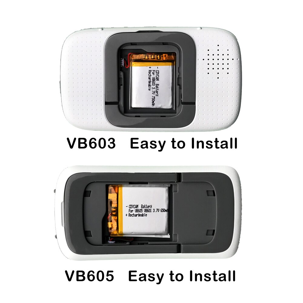2022 650/750mAh 3.7V Polymer Lithium Rechargeable Replacement Battery Baby Monitor VB601 VB603 VB605 LED Light Lithium Battery