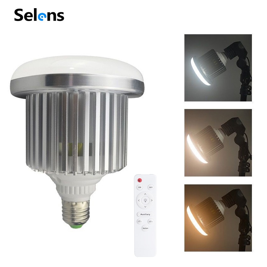 Selens E27 105W Led Fotostudio Gloeilamp Lamp Verstelbare Helderheid 3200K ~ 5500K Met Afstandsbediening studio Foto Video Light