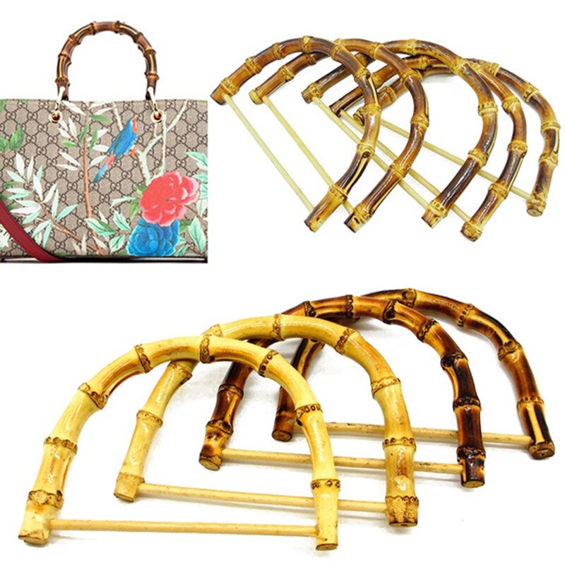 Asas de madera de bambú en forma de D para bolsos, Asa de mano hecha a mano, marco de bolso ambiental, accesorios de 13x9,5 cm