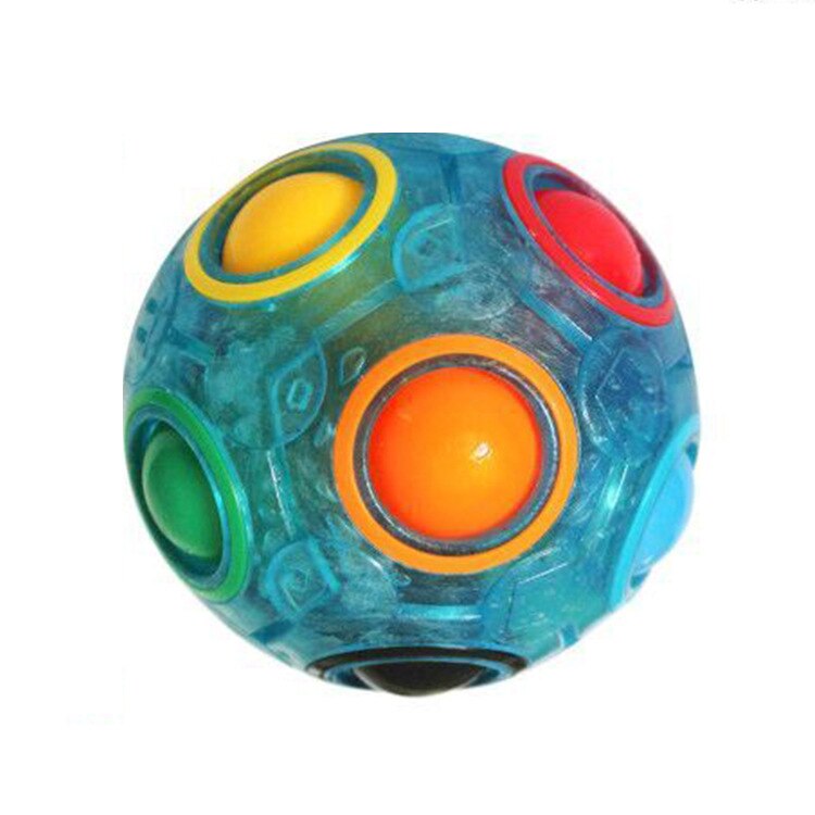 Rainbow Cube ball Puzzle Soccer Mini Magic Cubes Toy Adult Decompression Anti Stress Children Learning: blue with light