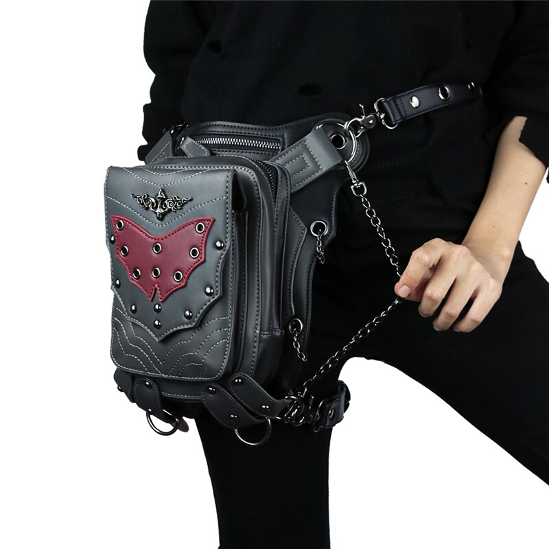 Vintage Rivet Punk taille sac Pack rétro Rock sac gothique bandoulière sacs Steampunk cuir moto jambe sacs
