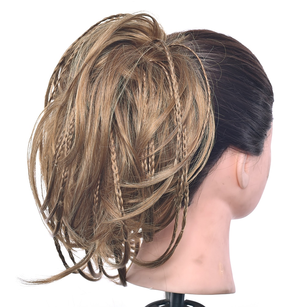 Soowee-Diadema de pelo sintético para mujer, moño, trenza de fibra de alta temperatura, diadema de rodillo