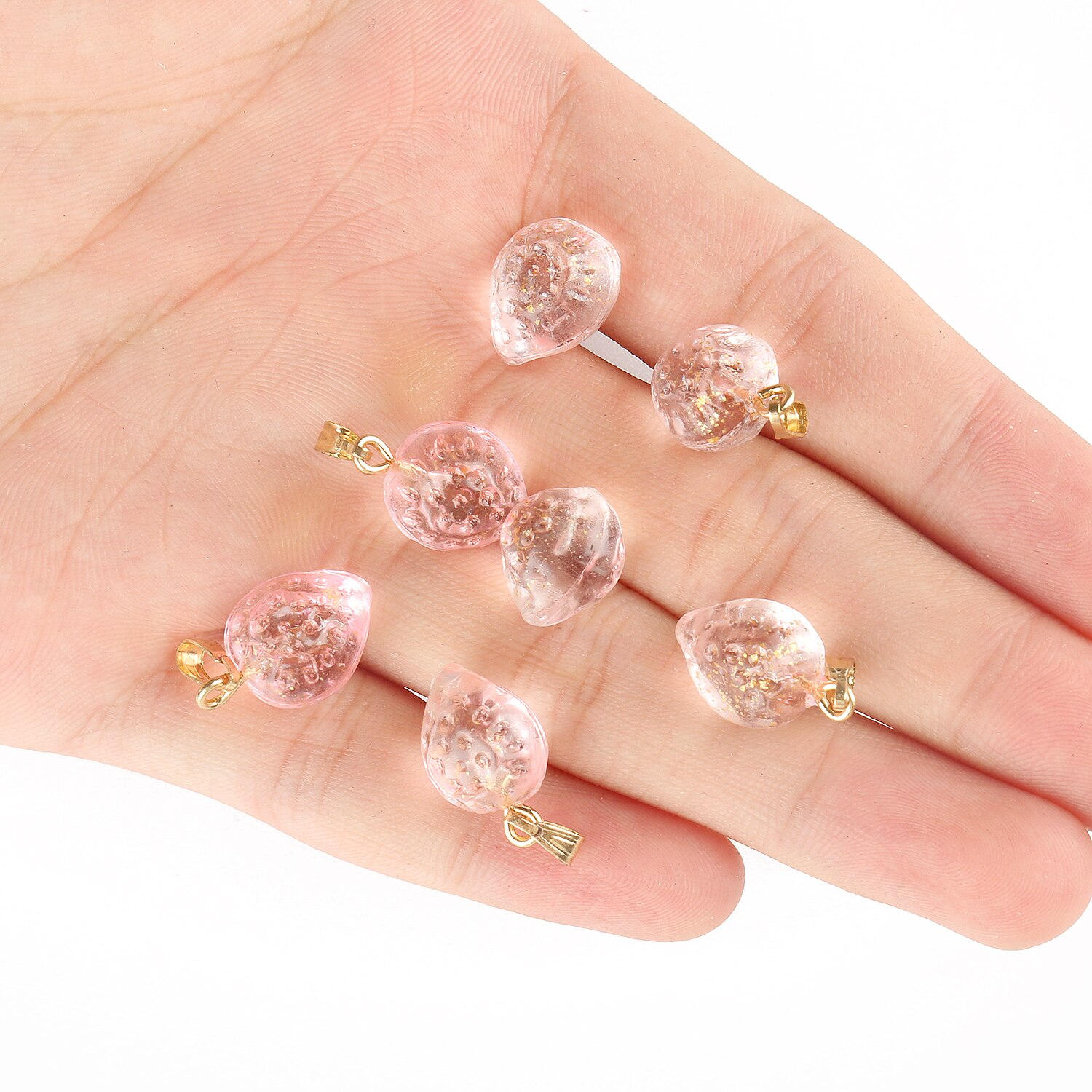 10Pcs Kleurrijke Tsjechische Lampwork Aardbei Hangers Fruit Glas Bedels Hanger Voor Ketting Sieraden Maken Diy Handgemaakte: gradient pink