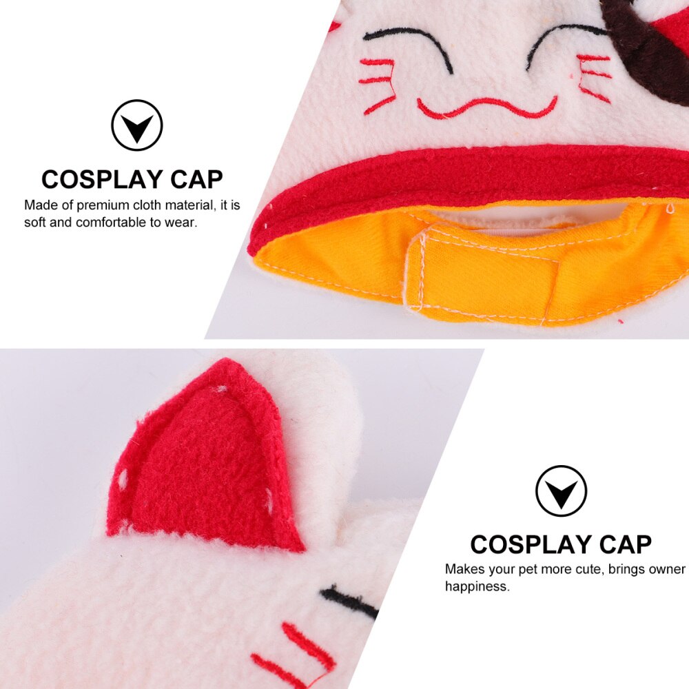 Hond Kostuum Hoed Fortuin Kat Patroon Huisdier Decoratieve Kostuum Cap (Wit)