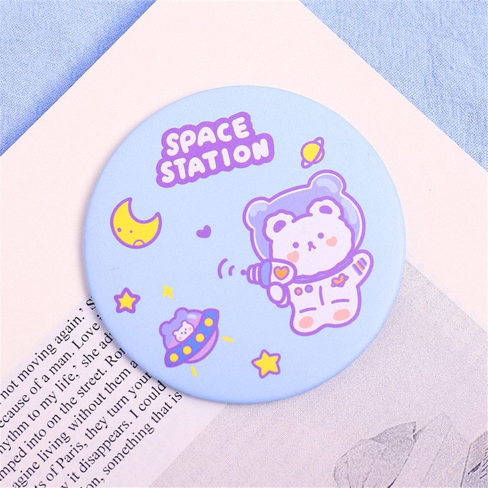 Mini espejo de dibujos animados, espejo redondo pequeño portátil, perfecto para niños y niñas, 1 unidad: blue bear