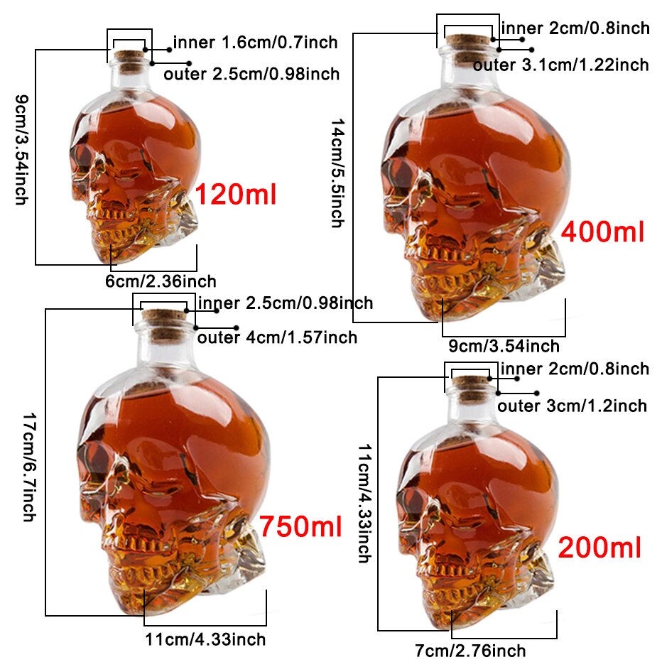 Halloween Skull Head Crystal Fles Whiskey Vodka Wijn Decanter Fles Whisky Glas Bier Glas Geesten Cup Water Glas Bar Thuis