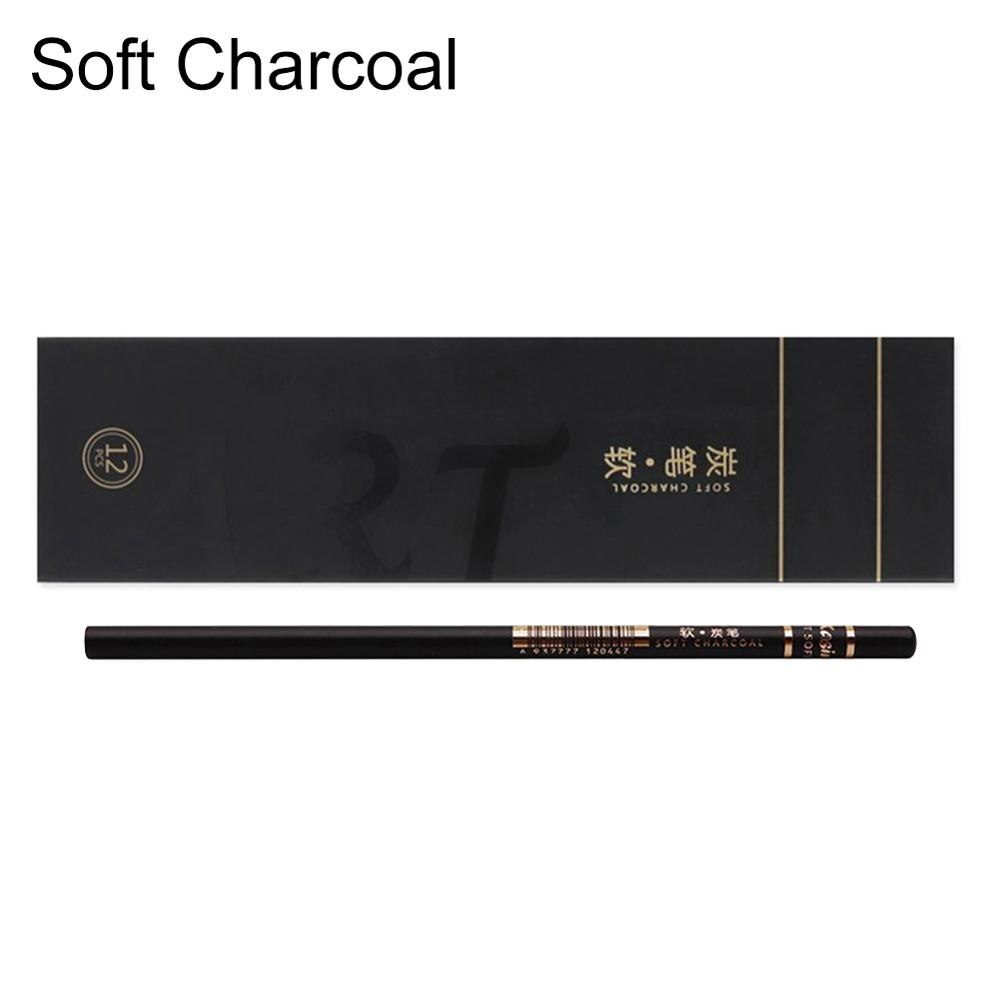 Milieu Set Van 12 Schets Pro Tekening Potloden Bereik Houtskool Schetsen Potlood Zwarte Matte Potlood: Soft Charcoal
