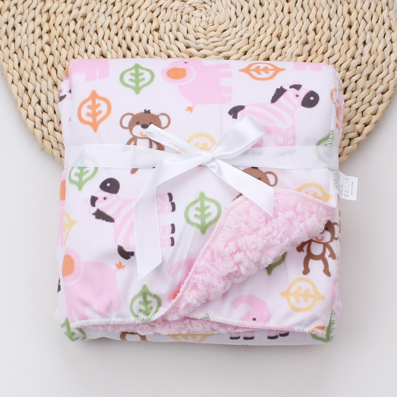 Spädbarn nyfödd baby filt vinter fluffig fleece barn muslin filt swaddle barnvagn fleece filtar barn eftermiddag tupplur täcke: Rosa