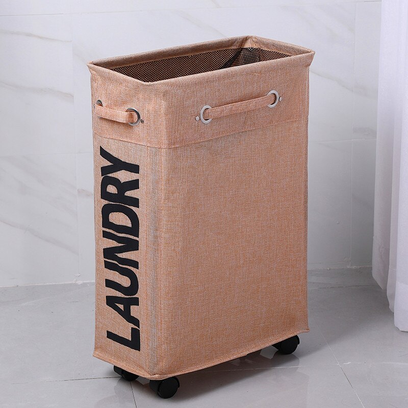 Shushi slim laundry cart basket waterproof dirty clothes toy storage basket home used collapsible laundry bucket: Orange