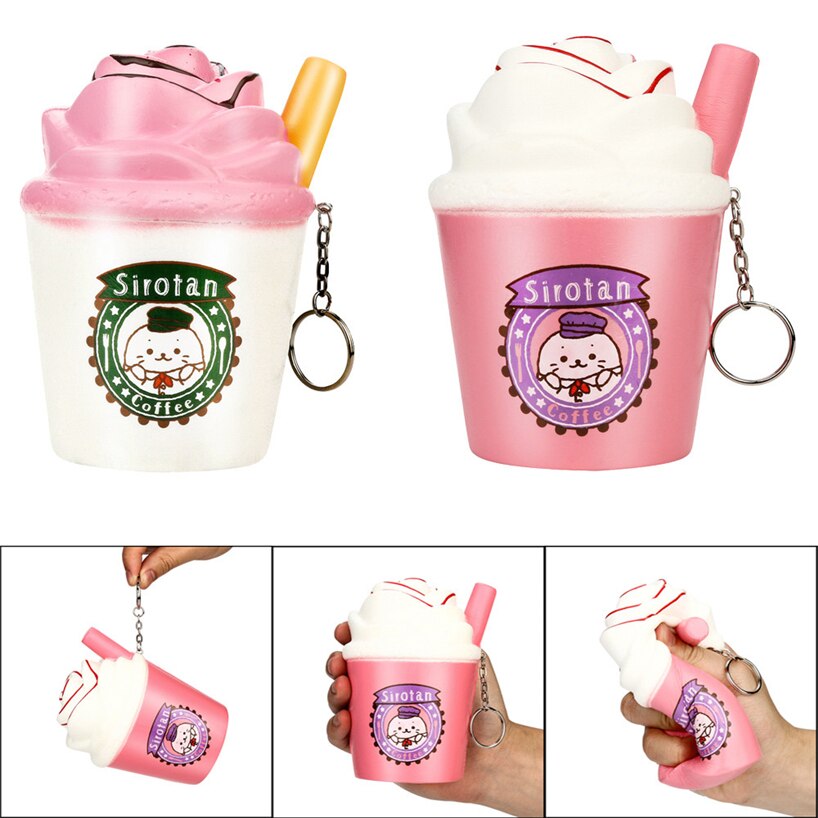 2018NEW Kawaii Cartoon Soft Squishy Simulation Milk Ice Cream Coffee Cup Toy Slow Rising for Children Relieves Stress Anxiety