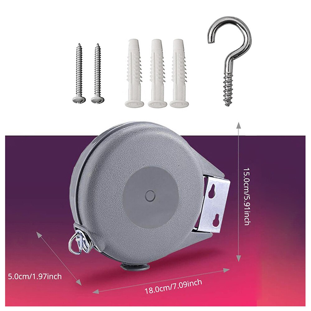 Retractable Clothesline Portable Heavy Duty PVC Retracting Clothes Line Single Line 49 Feet Clothes Drying Rack for Outdoors