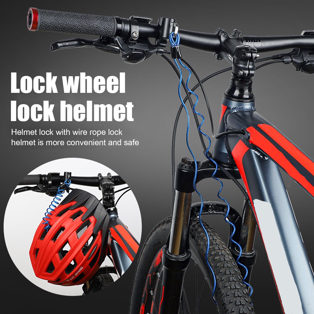 Bicycle Lock Helmet Wire Rope Lock Bicycle Security Lock Bicycle Equipment MTB Anti-theft Lock Mountain Bike Rope Padlock