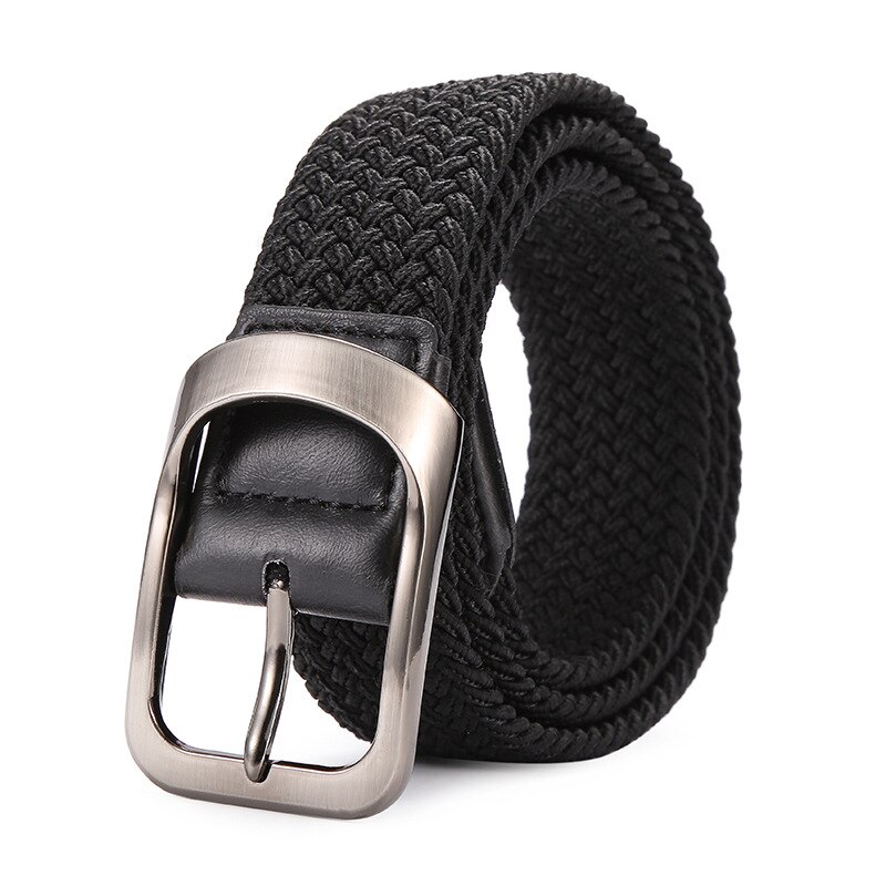 105*3.3cm unisex flettet herrebelte herrebelte uformelt jeans elastisk linning ceinture homme  a201: Svart