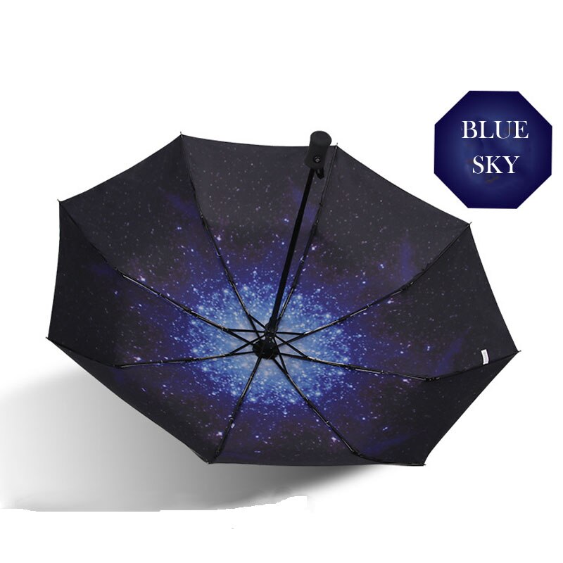 Galaxy Star Sky Women Folding Umbrella Small Five Folding Black Mini Pocket Parasol Wind Resistant Portable Sun Rainy Umbrellas