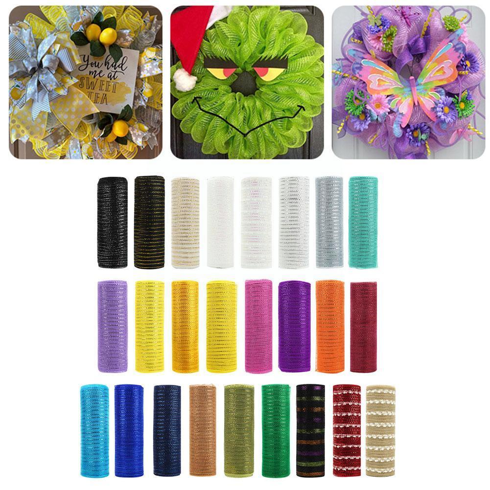 Mesh Ribbon Home Wedding Decor Poly Mesh Ribbon With Metallic Foil Each Roll For Wreaths Swags Bows Wrapping And Decorating