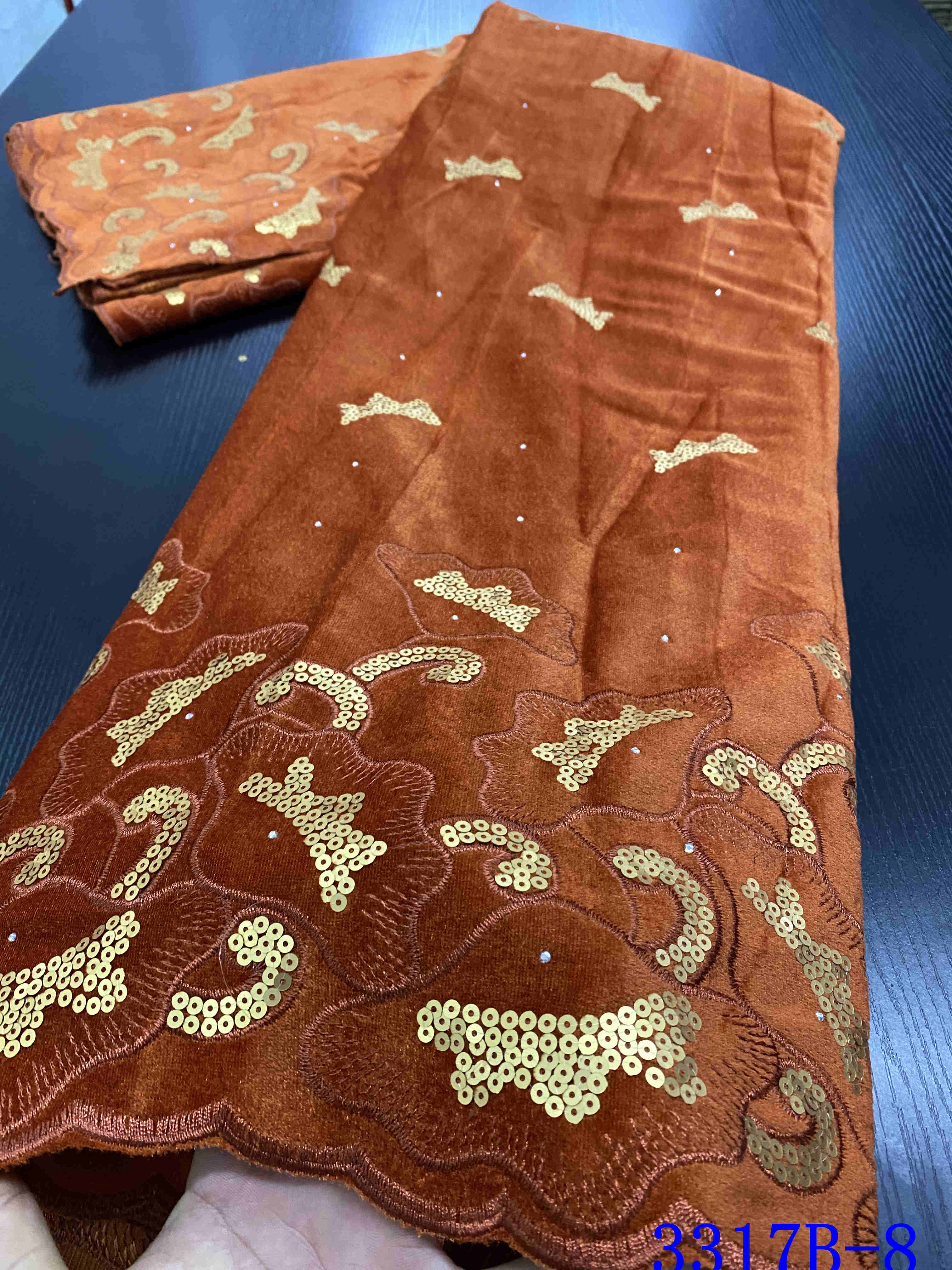 African Velvet Lace Fabric Lace Nigerian Lace Fabrics For Wedding Sequins Lace Fabric YA3317B-6: Picture 8