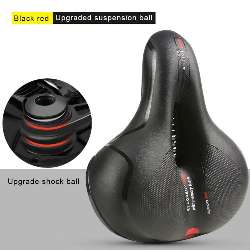 Universal Extra Wide bicycle seat Comfy Cushioned Bicycle Saddle Soft Bike Seat for riding equipment accessories: red