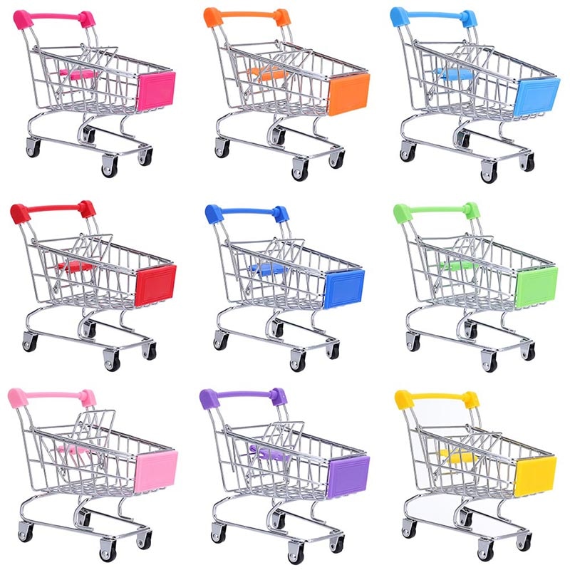 Mini Children Handcart Simulation Small Supermarket Shopping Cart Utility Cart Pretend Play Toys Strollers 11.5x8.5x11.5cm