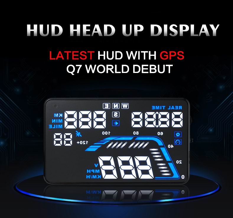 Rmlks Q7 5.5 "Head Up Display Gps Hud Auto Projector Auto Snelheid Kilometerteller Digitale Auto Snelheidsmeter Projector Head-up Display