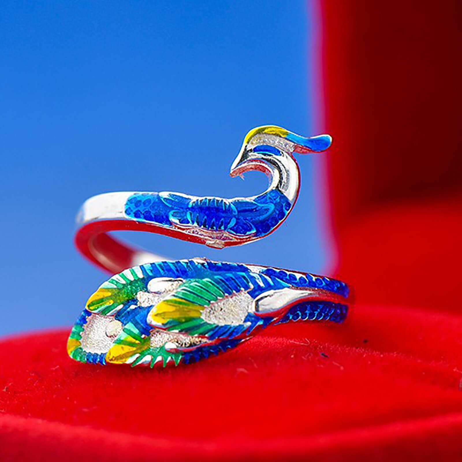 Adjustable Knitting Loop Crochet Loop Knitting Accessories Knitting Ring For Clothing Blue Peacock #J20