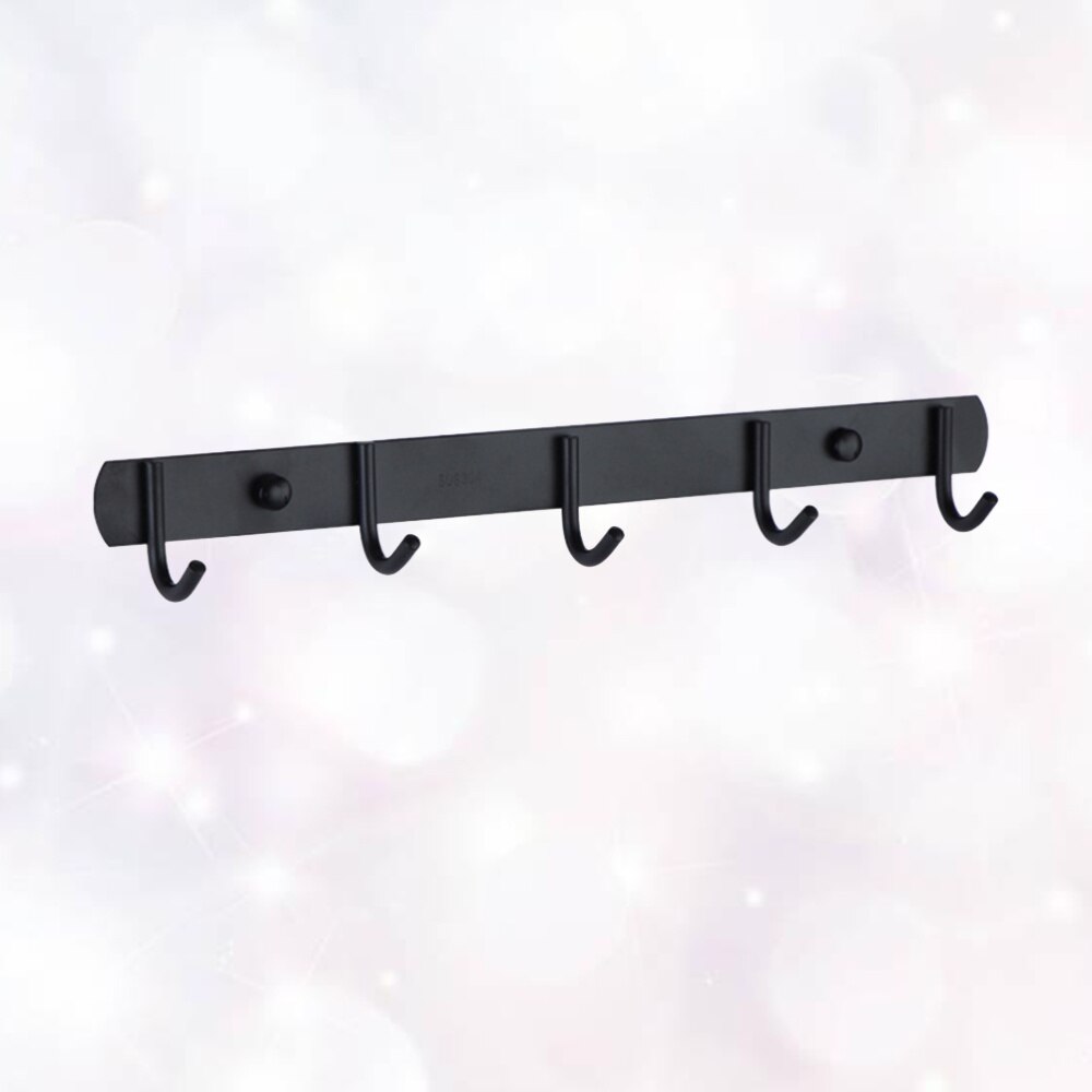 1pc Stainless Steel Door Back Hooks Hanger Punch Free Clothes Hook for Home (5 Hooks Black Round Shape Hook)