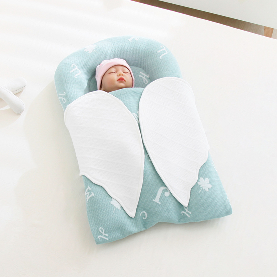 43x115cm mãe portátil abraço swaddle envolto berço para meninas meninos berços do bebê com anjo balanço cobertor cama: Letter Green