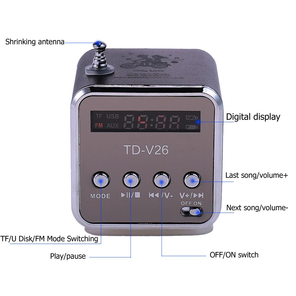 TD-V26 Aluminium Digita Linternet Radio FM Receive... – Grandado