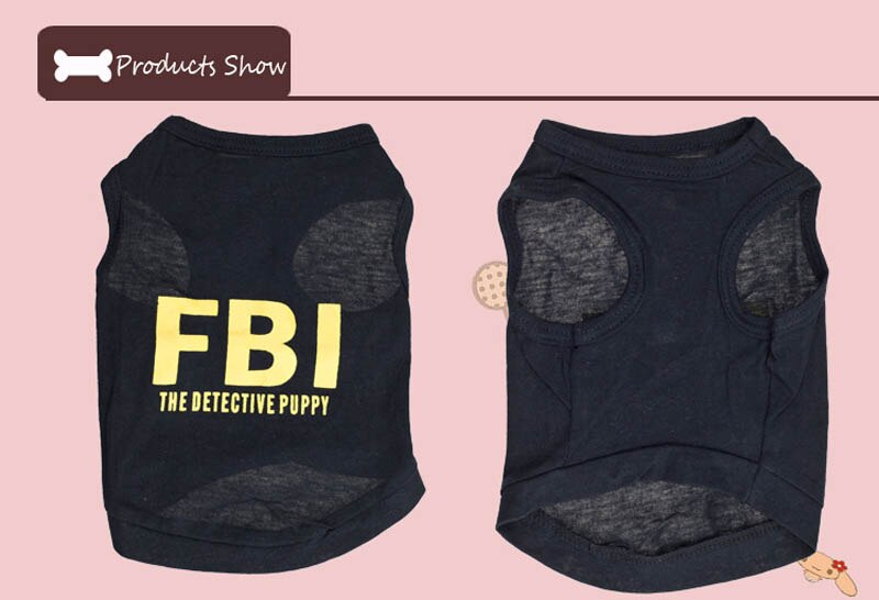 Camiseta de chaleco FBI, camiseta sin mangas para perros, ropa de verano para perros pequeños, ropa para perros, chaleco guay delgado para cachorros