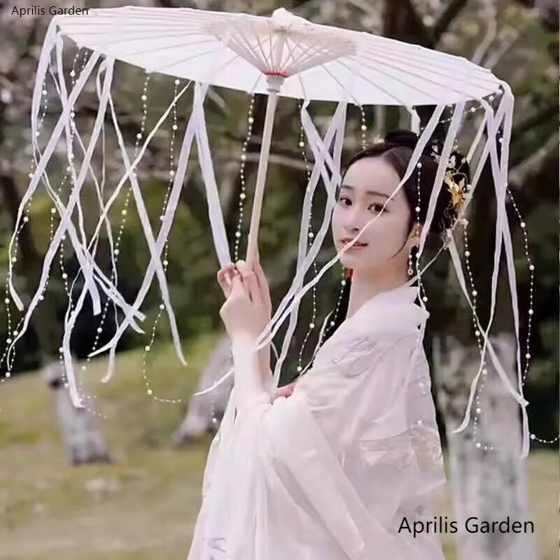 Paraguas de encaje para actuación de danza china, Paraguas de papel al óleo Hanfu clásico, Paraguas antiguo de hadas, Paraguas Inverso El Principito