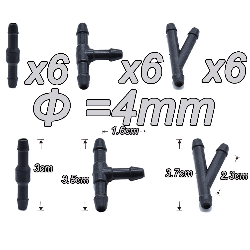 Erick 'S Ruitenwisser 18Pcs Voorruit Ruitenwisser Washer Spray Jet Nozzles Tube Connector T Stuk Rechte Tee 3 manier Y Stuk