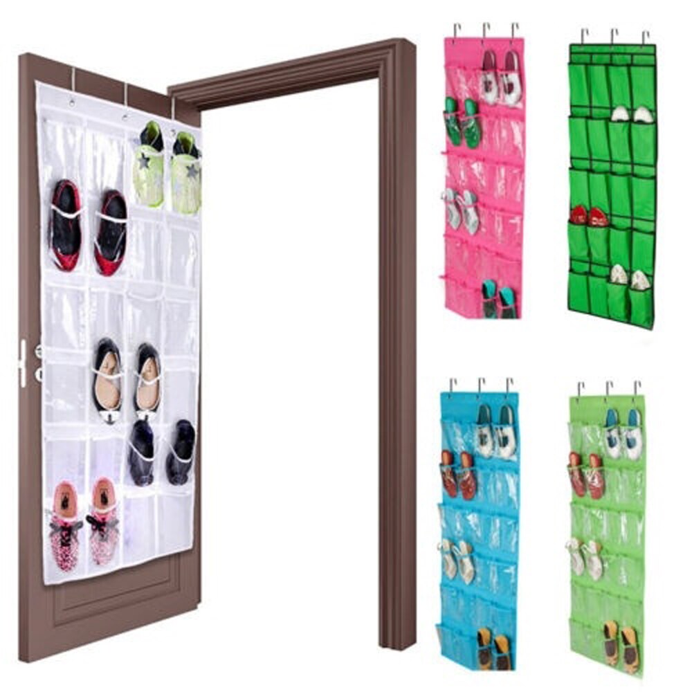 24 Pockets Shoes Storage Hanging Bags Save Space Door Wall Mount Organizer Holders