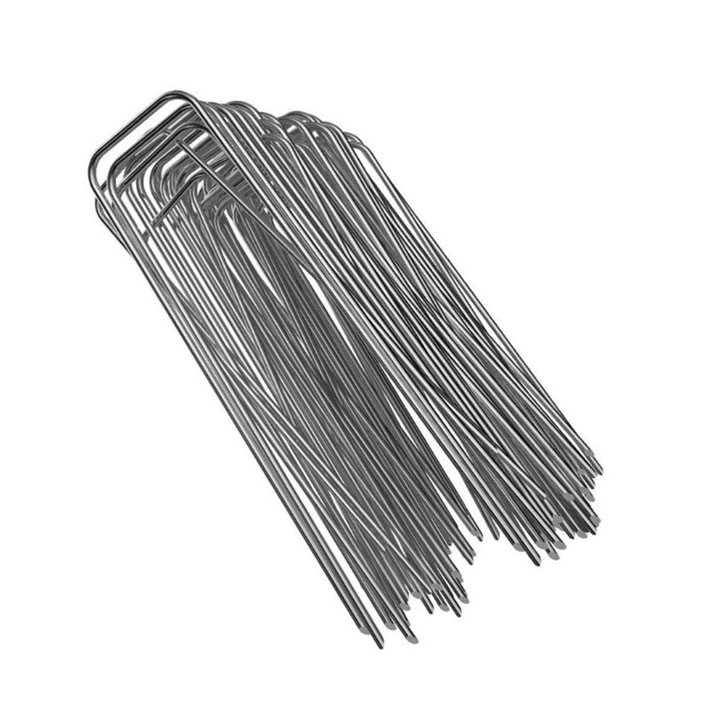 100Pcs Heavy Duty U Shape Gauge Galvanized Steel Garden Stakes Staple Securing Pegs for Securing Fabric Landscape Fabric Net: Default Title