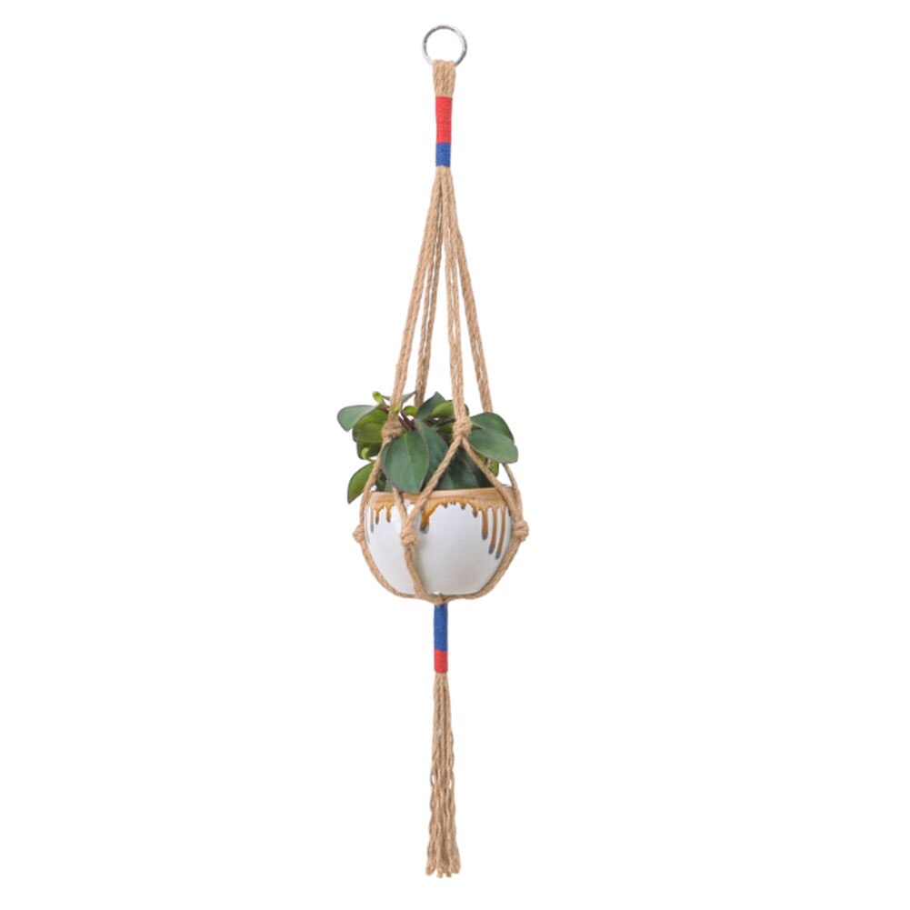 Huishoudelijke tuin handgeweven touwzak, eenvoudige stijl tuinieren natuurlijk henneptouw bloempot groene plant hangend type tuck net