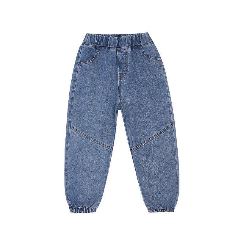 Pantalones vaqueros de algodón lavado para niñas de 2 a 12 años, pantalones coreanos con 2 bolsillos, Color sólido