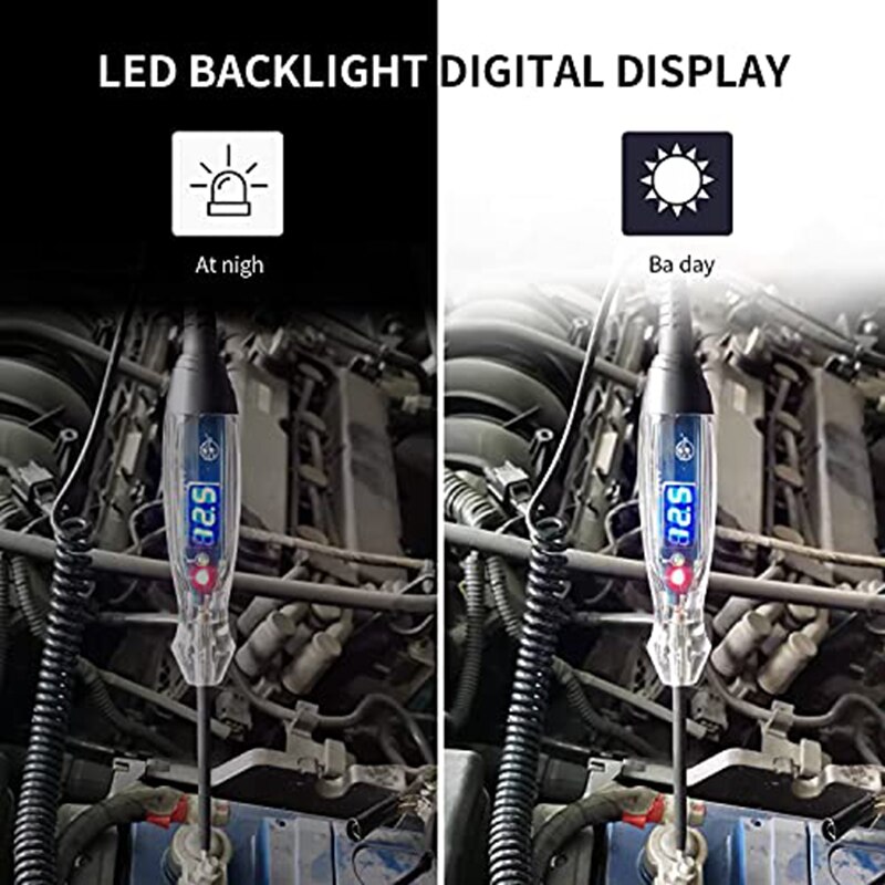 Automotive Test Light 3-60V DC Digital LED Ciruit Tester Auto Bidirectional Voltage Tester Electric Test Pen