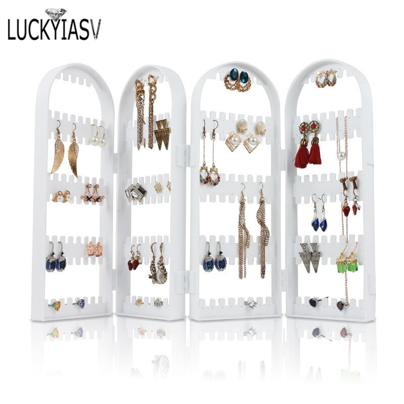 Black 120/180/240/300/360 holes Plastic Earrings Studs Display Rack Folding Screen Earring Jewelry Display Holder Storage Box: 4W-240 holes