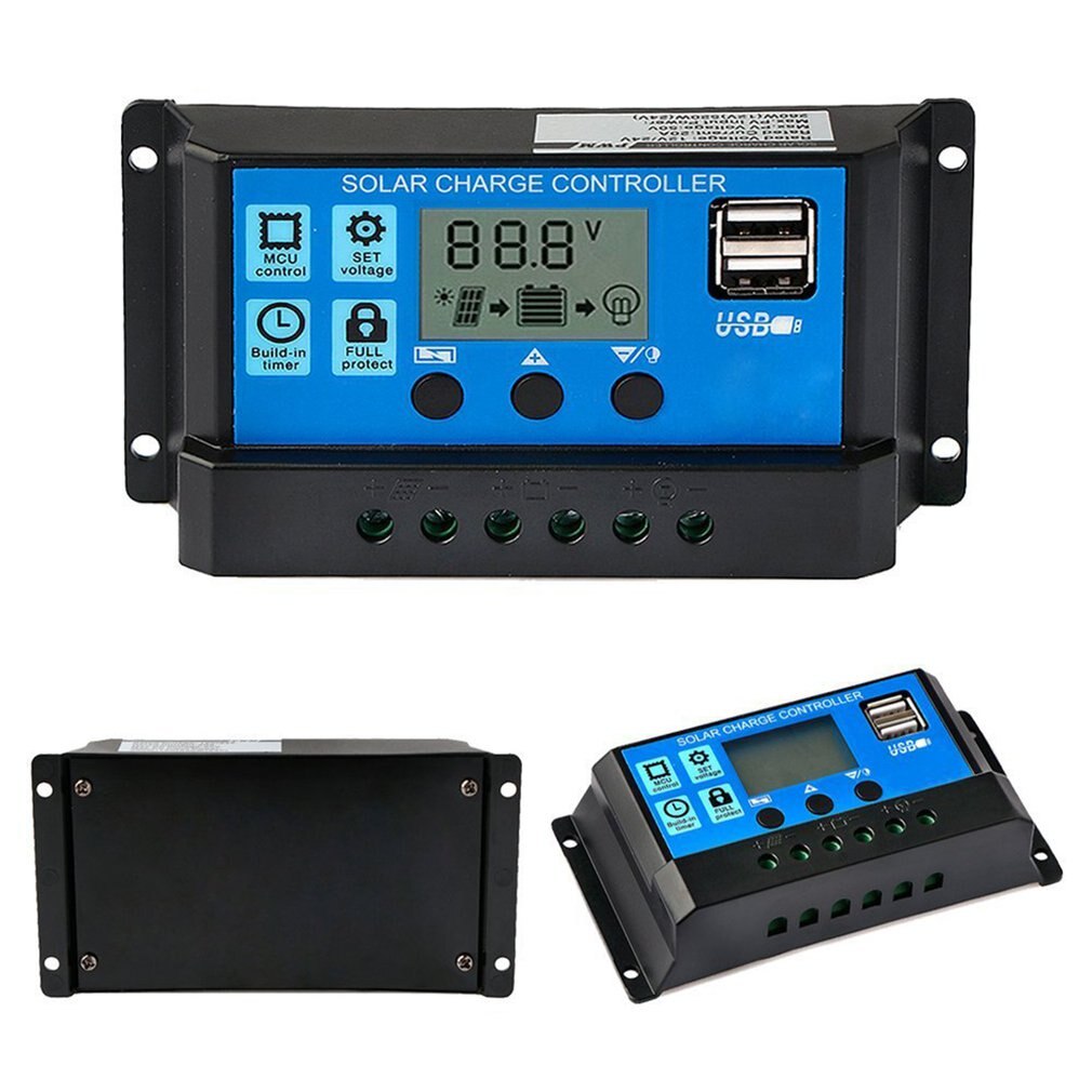 Intelligent Solar Charge Controller PWM Controller Regulator With Dual USB LCD Display Solar Panel Battery Controller