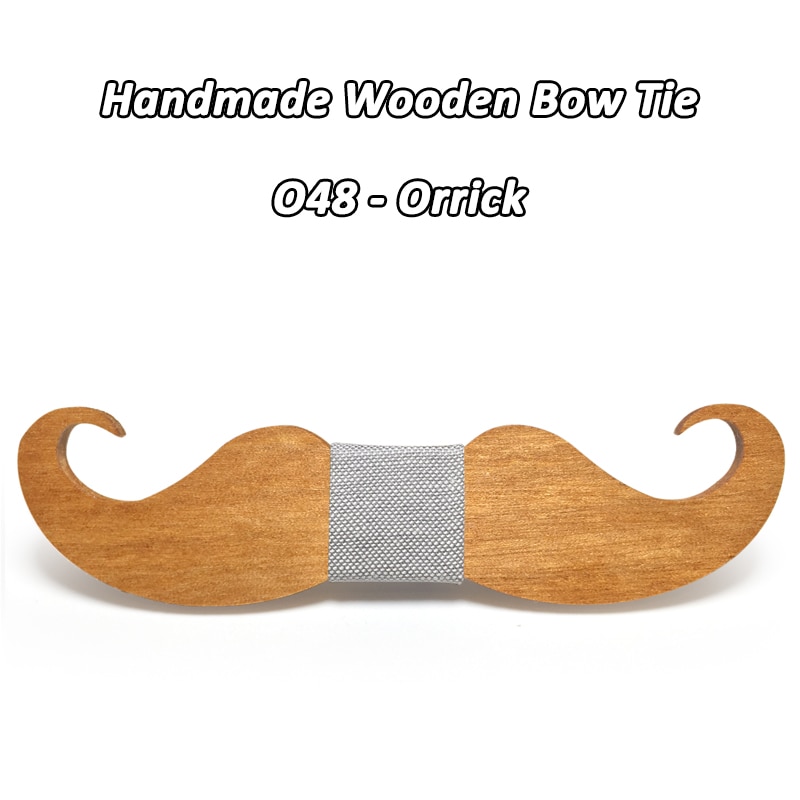Mahoosive – Nœud papillon moustache en bois, pour hommes, accessoire masculin, fabrication artisanale, nouveauté, ,: O48