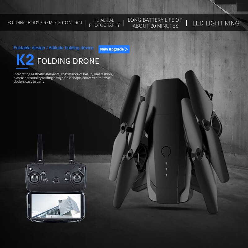 K2 Dual Camera Gps Drone Fixed Height Quadcopter Long Endurance Folding Drone Hd 4k Aerial Remote Control Aircraft Toys For Girl