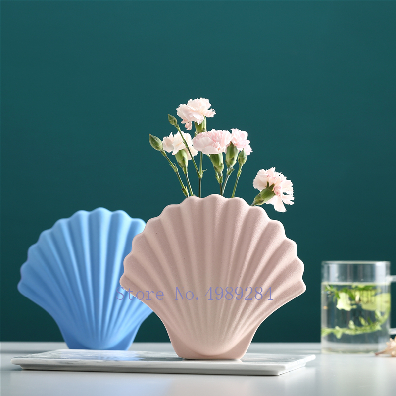 Nordic ceramics vase shell Simulated animal Modern home decorations Flower arrangement Crafts ornaments wedding vases