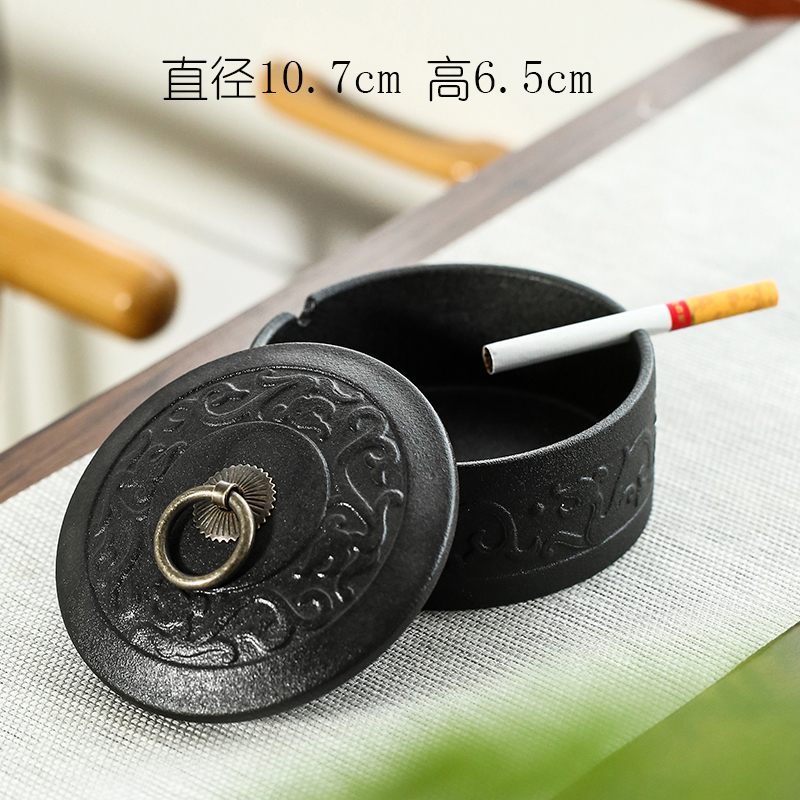 Cenicero de cerámica con tapa para el hogar, Cenicero de Estilo Vintage para sala de estar, mesa de té, suministros de decoración de oficina: green